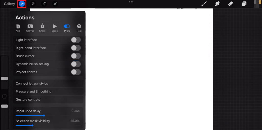 procreate settings