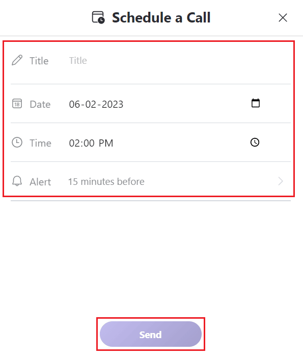 Set the Title, Date, Time, & Alert - Send