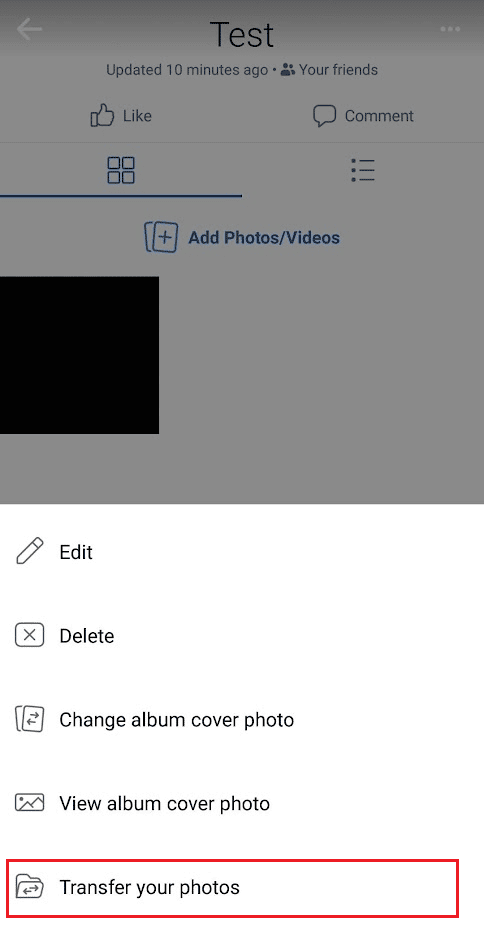 Tap on Transfer your photos