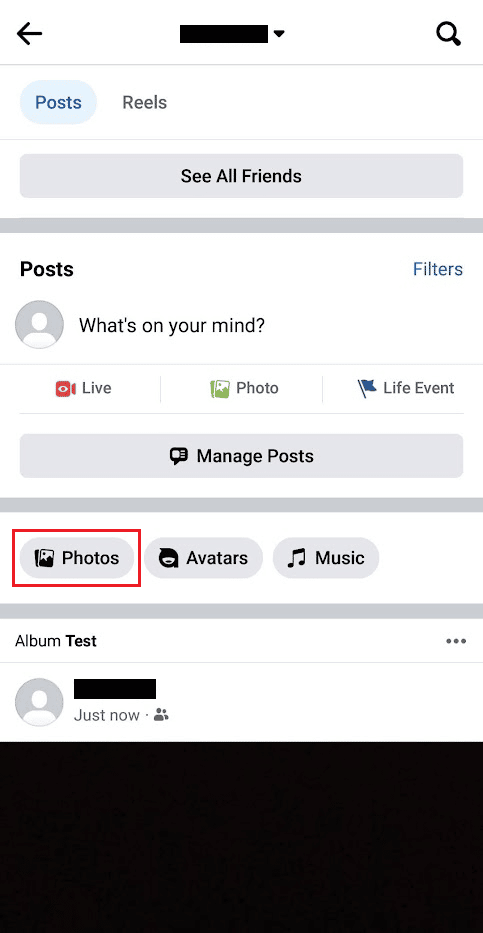 Swipe down and tap on the Photos tab