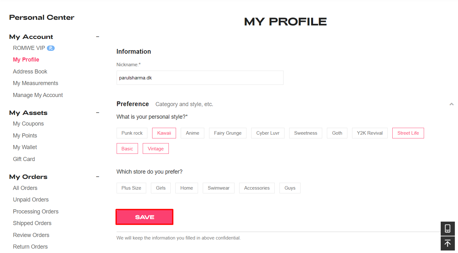 lick on SAVE to apply the necessary changes on romwe