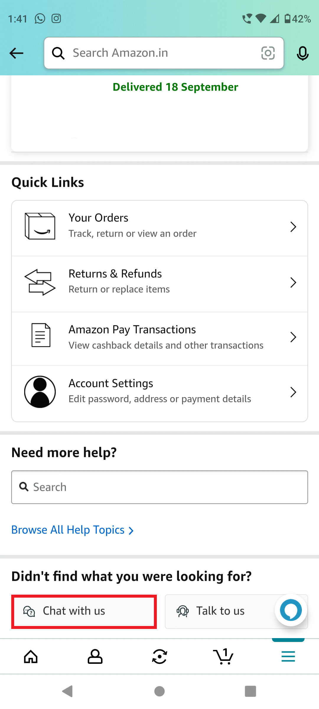 tap on Chat with us on amazon | How to Unlock Amazon Account