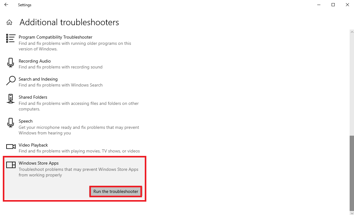 click Run the troubleshooter