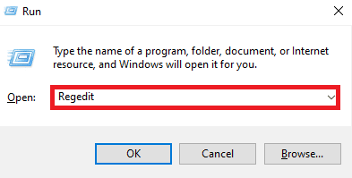 type Regedit in registry editor