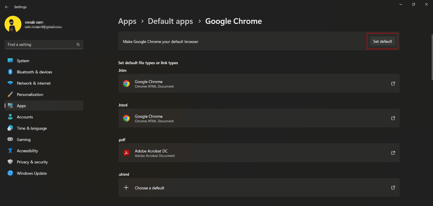 Set default option