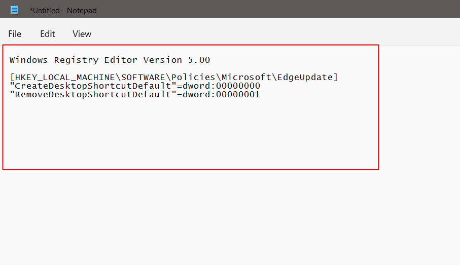 Command written in Notepad