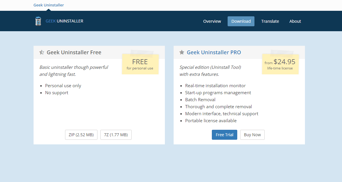 Download Geek Uninstaller website