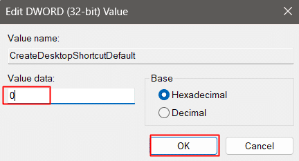Value set to 0