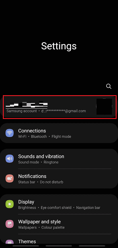 Tap on your Samsung account from the top