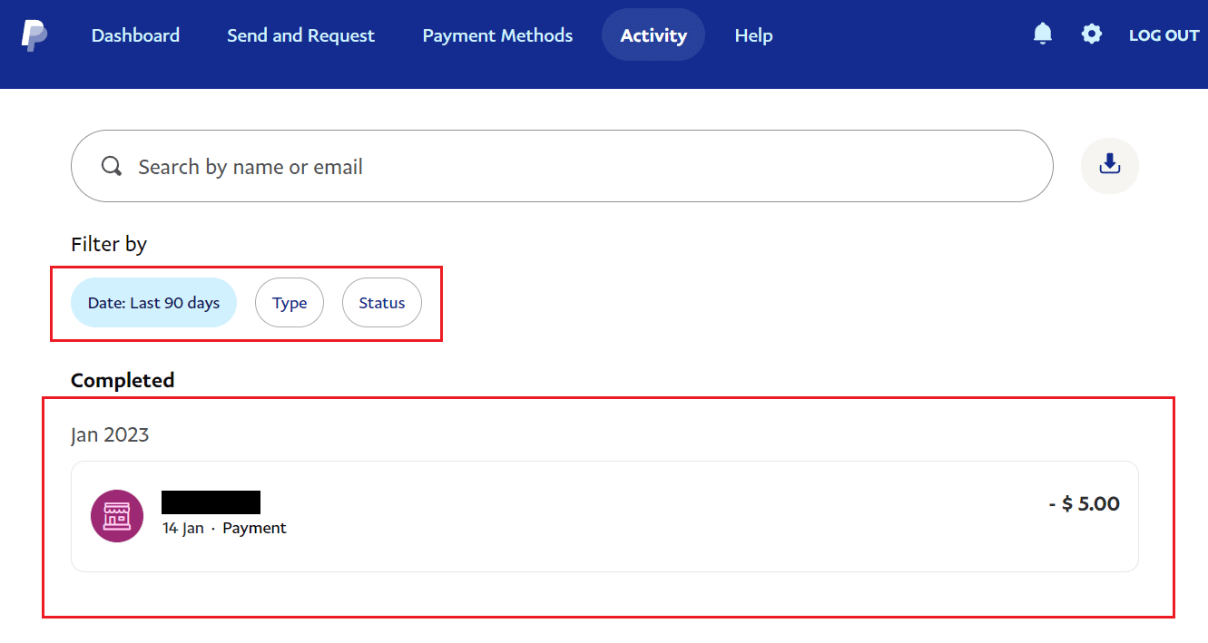 PayPal transaction history - filter by | How to Delete PayPal History
