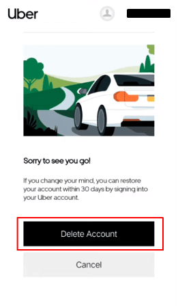 Now tap on Delete Account to finally delete your Uber account. | How to Create Multiple Uber Accounts