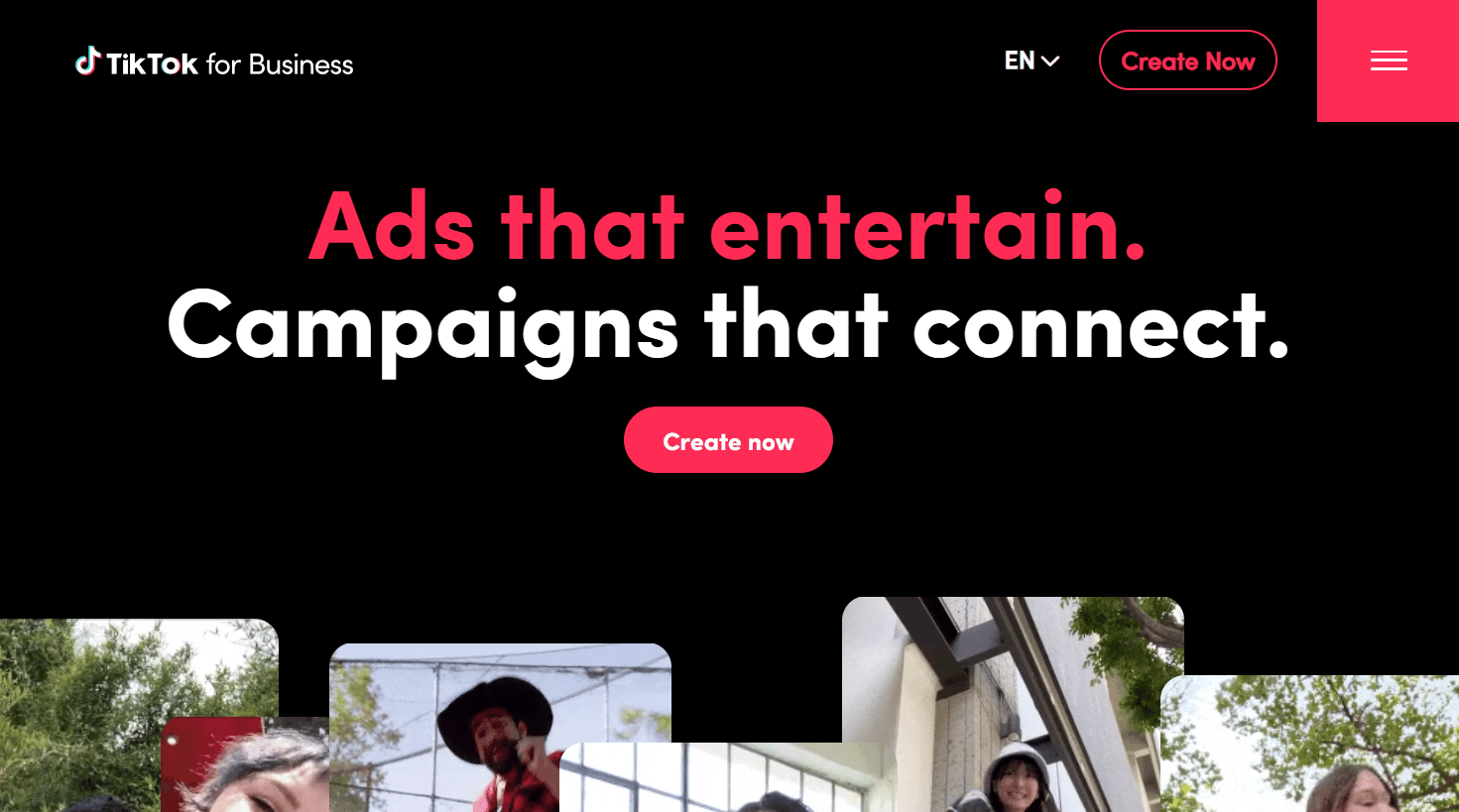 TikTok Ads Business page