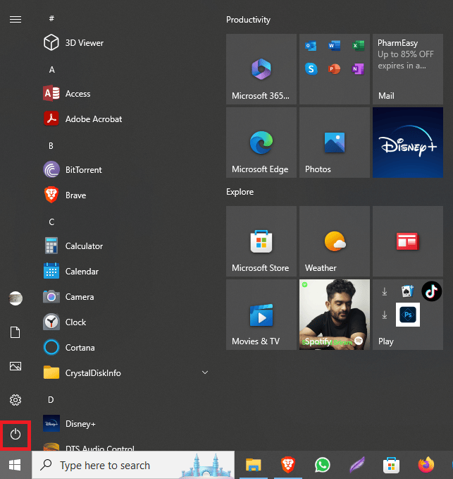 locate and click on the power icon. How to Fix the Specified User Does Not Have a Valid Profile