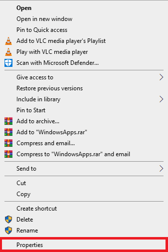 Right click on the folder and click Properties