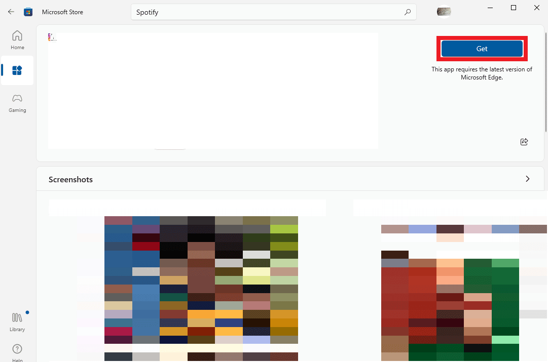 Select the application from the search result and click Get to install the app