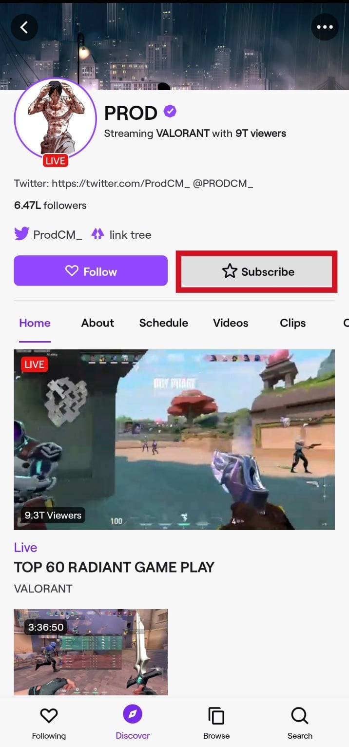 Tap on the Subscribe button 