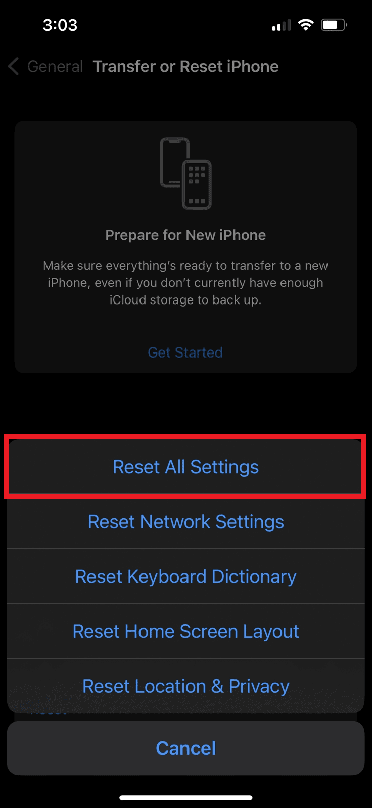 Tap on Reset All Settings. | 