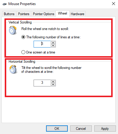 Make sure the Vertical Scrolling and Horizontal Scrolling values aren’t too high