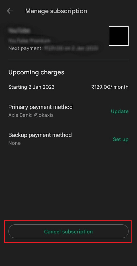 tap on Cancel subscription | 