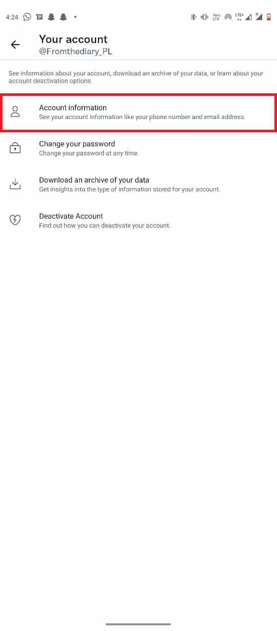 select Account information