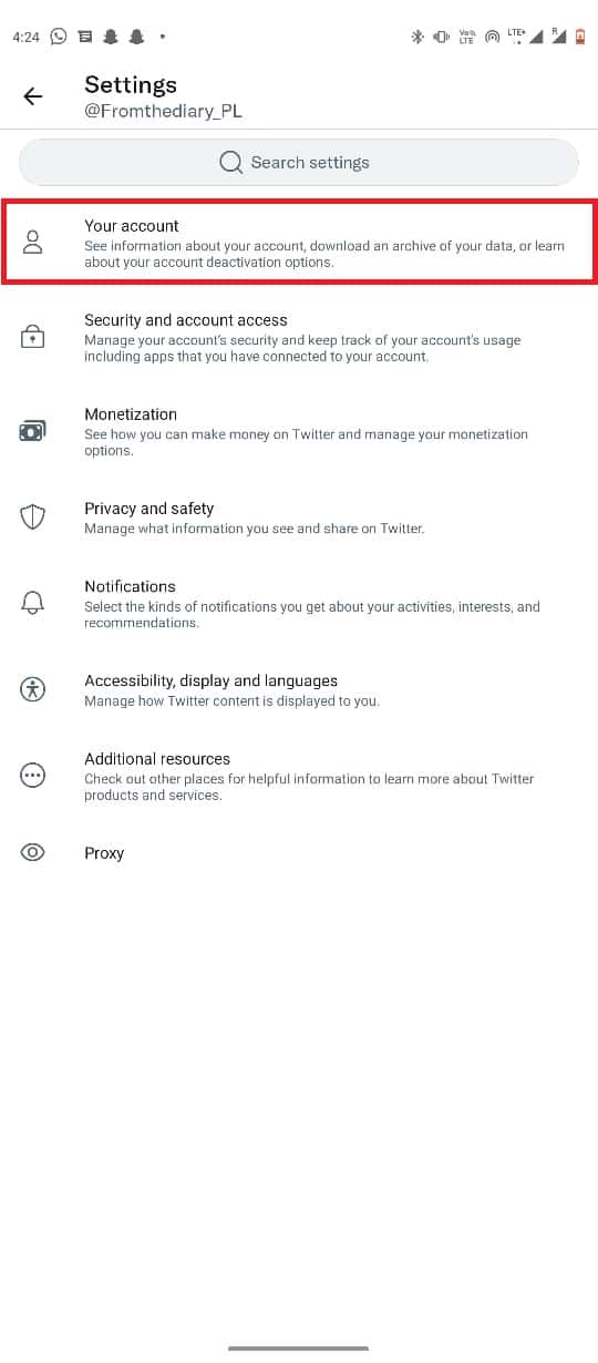 tap on Your account