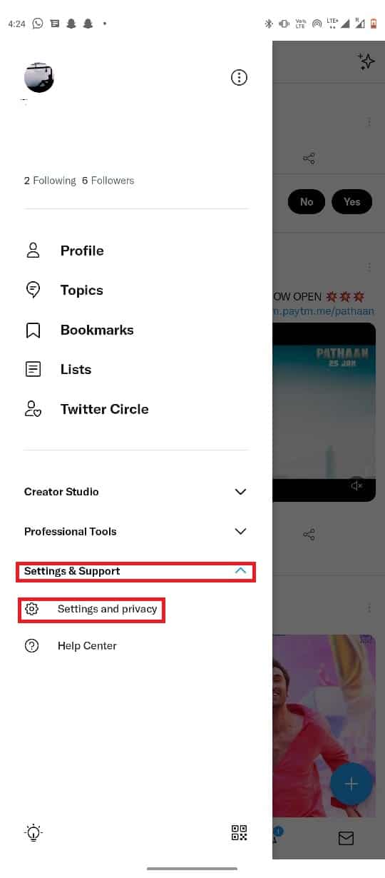select Settings and privacy. 11 Ways to Fix Twitter Not Working on Android and iPhone