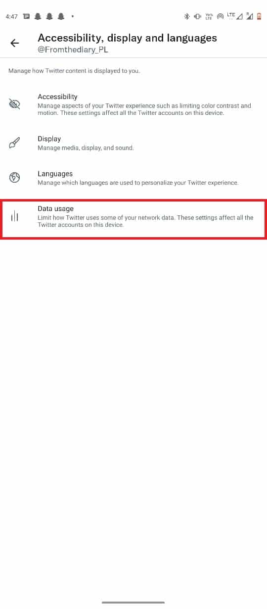 select Data usage