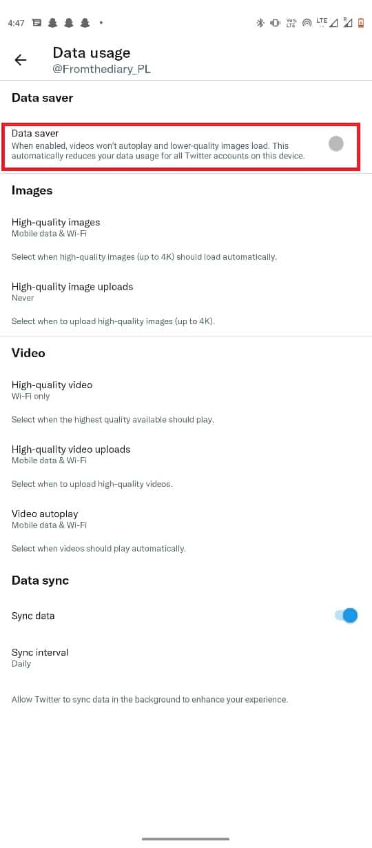 Locate the Data saver toggle and turn it off