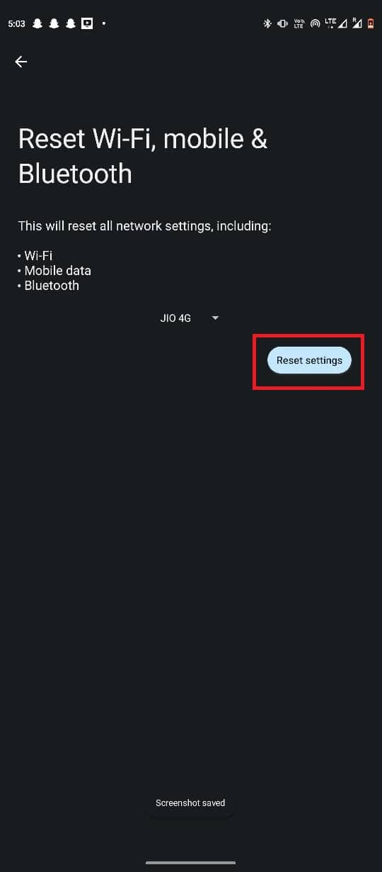 select Reset settings