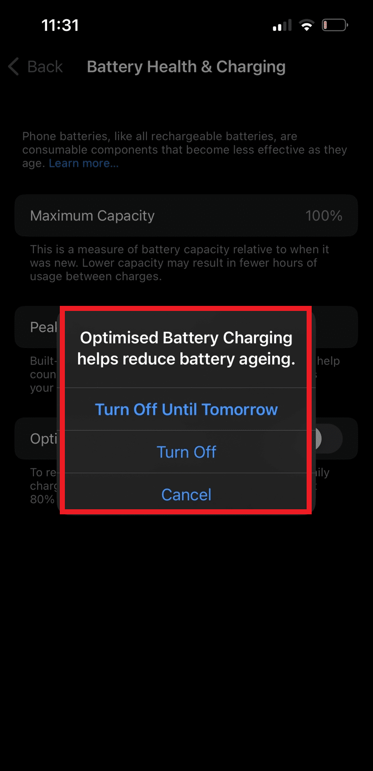 Select Turn Off Until Tomorrow or Turn Off depending on your preference.