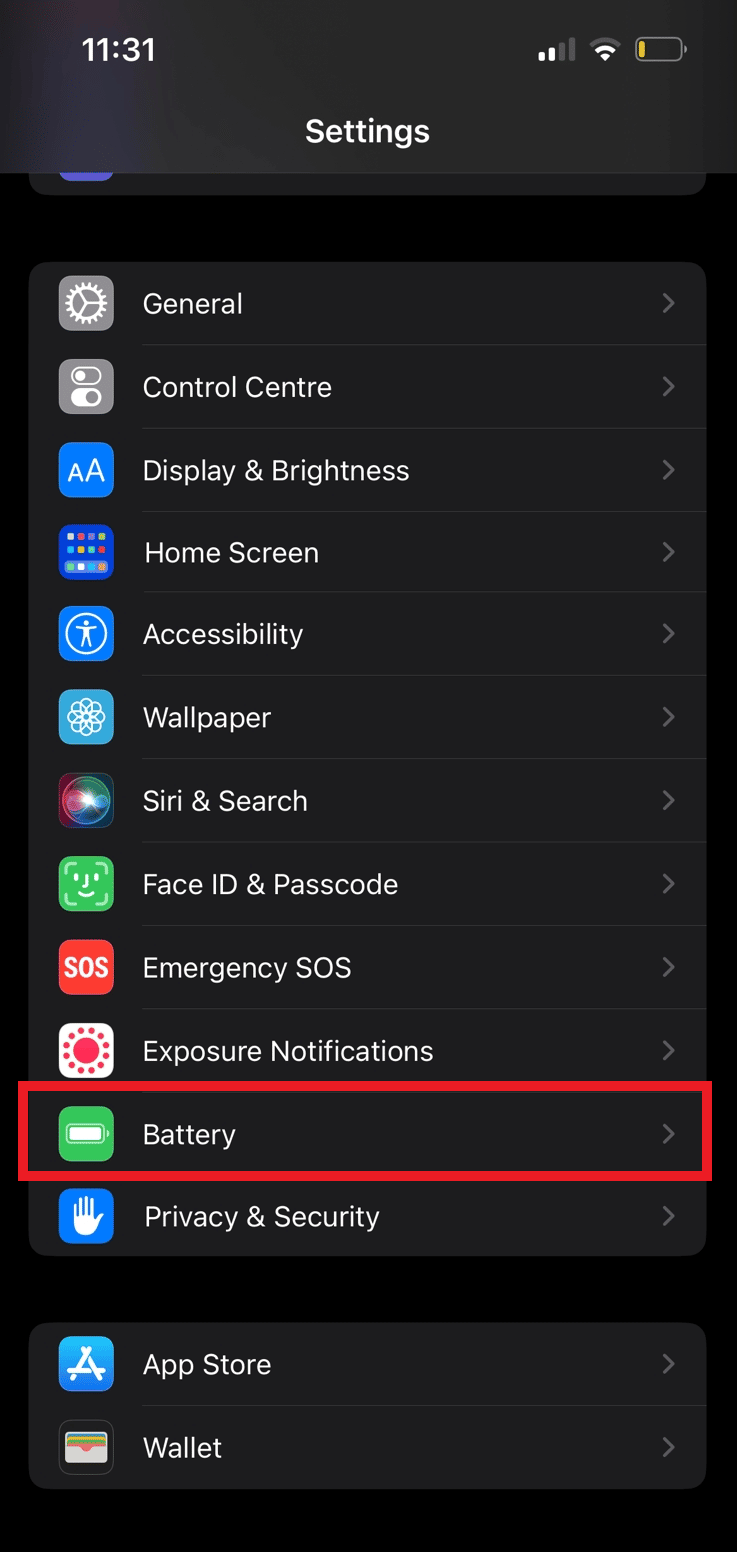 select Battery setting