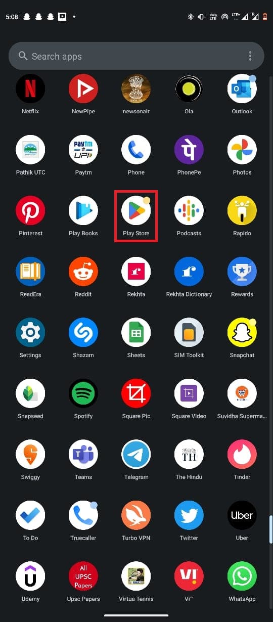 Open the Play Store from the phone menu