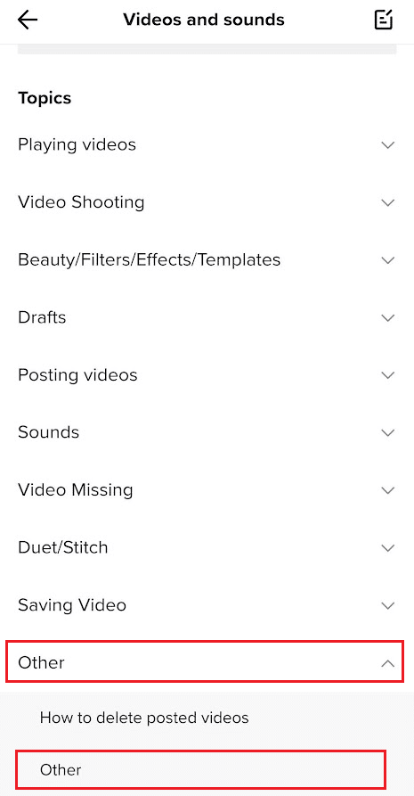 Swipe down to the bottom and tap on Other - Other | How Can You Recover Deleted TikTok Videos