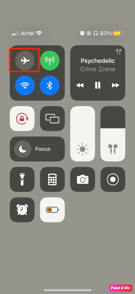 tap on airplane mode