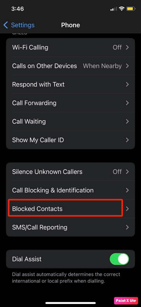 tap on blocked contacts 