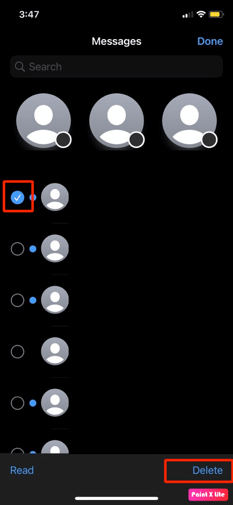 tap on delete option