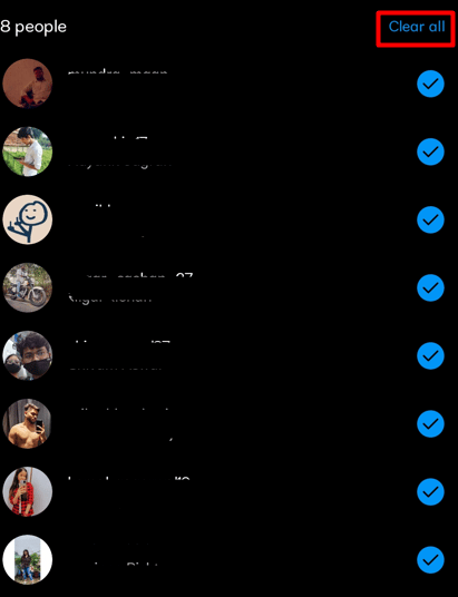  Select Clear All if your Close Friends list is already created - | 