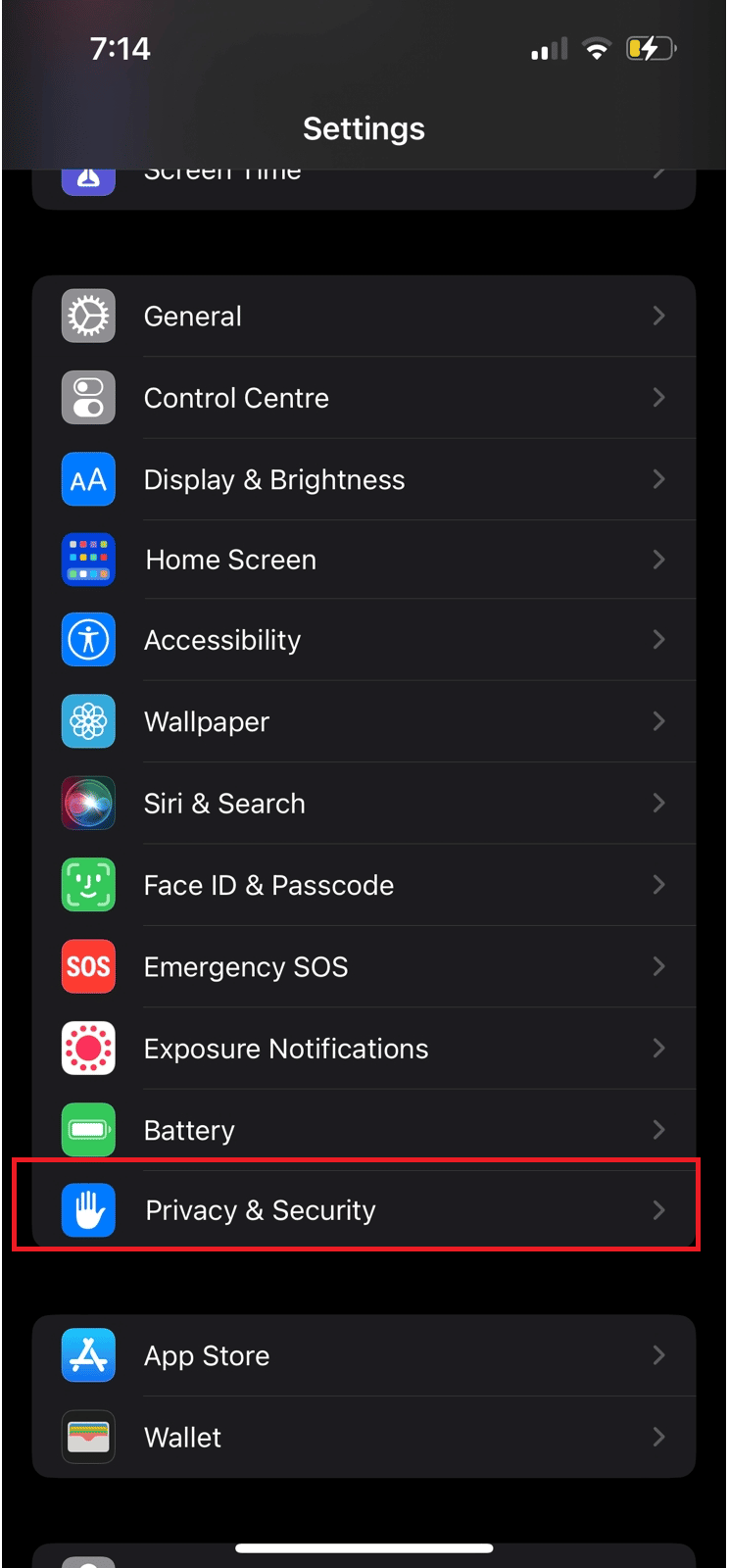 select Privacy and Security | Whatsapp camera settings