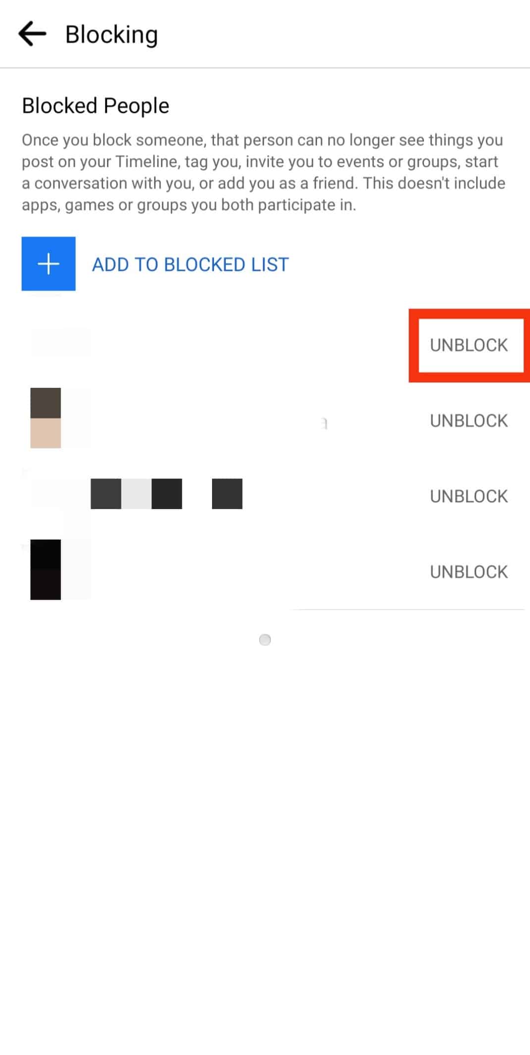 To UNBLOCK the person, tap on this. | 