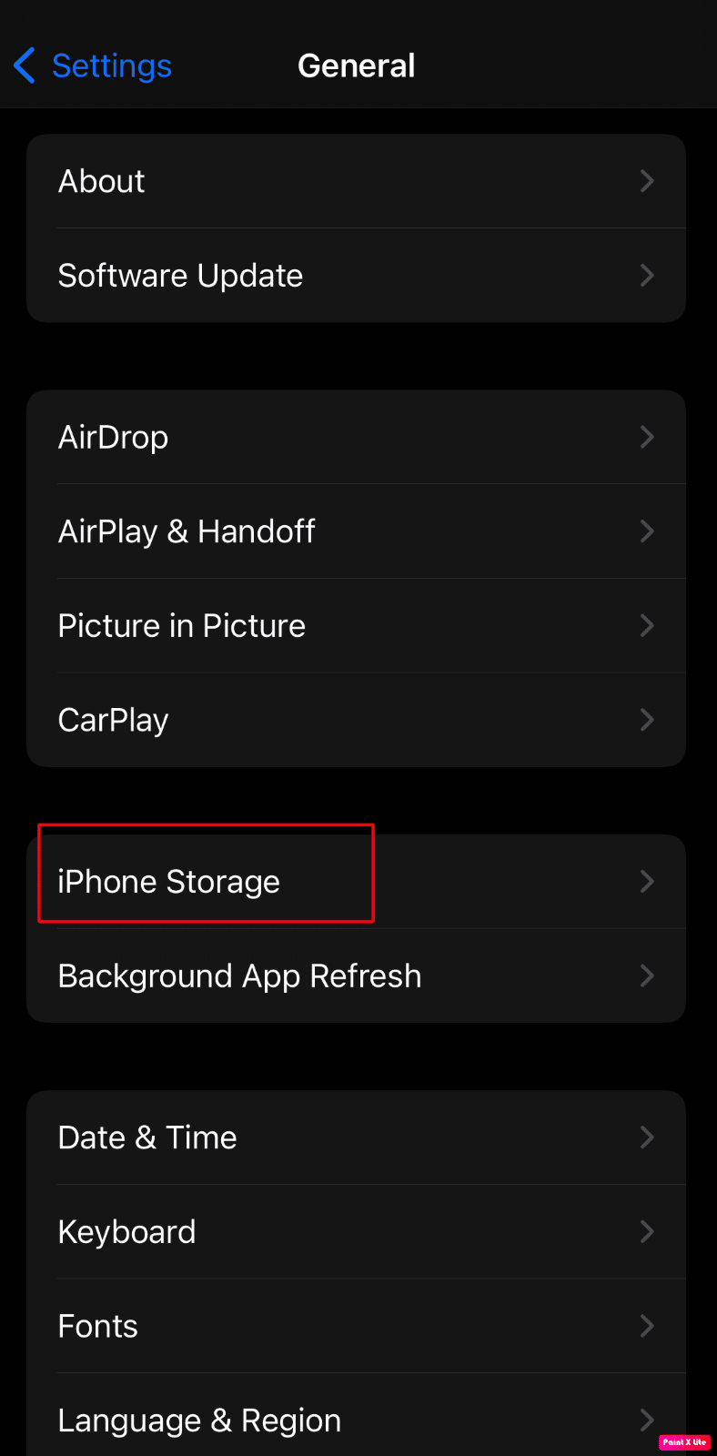 choose iphone storage option
