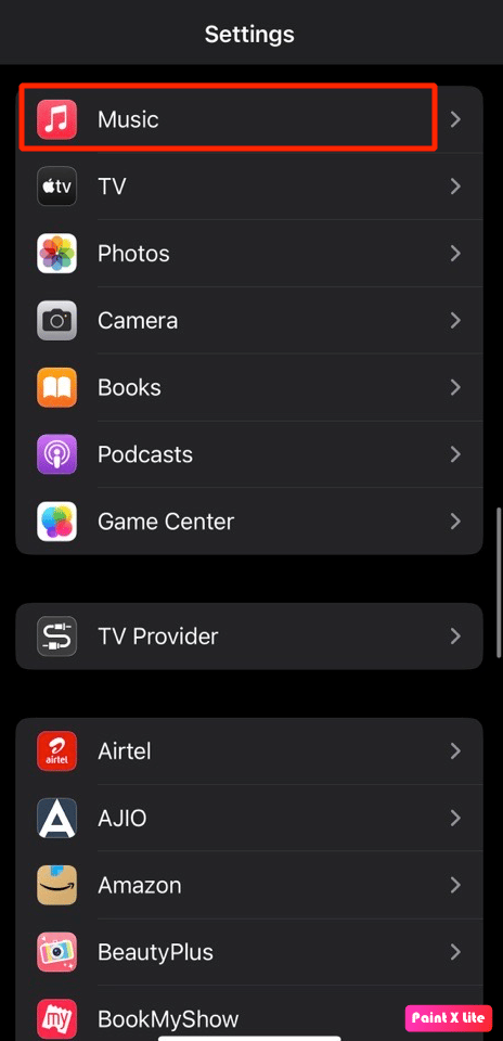 tap on music option