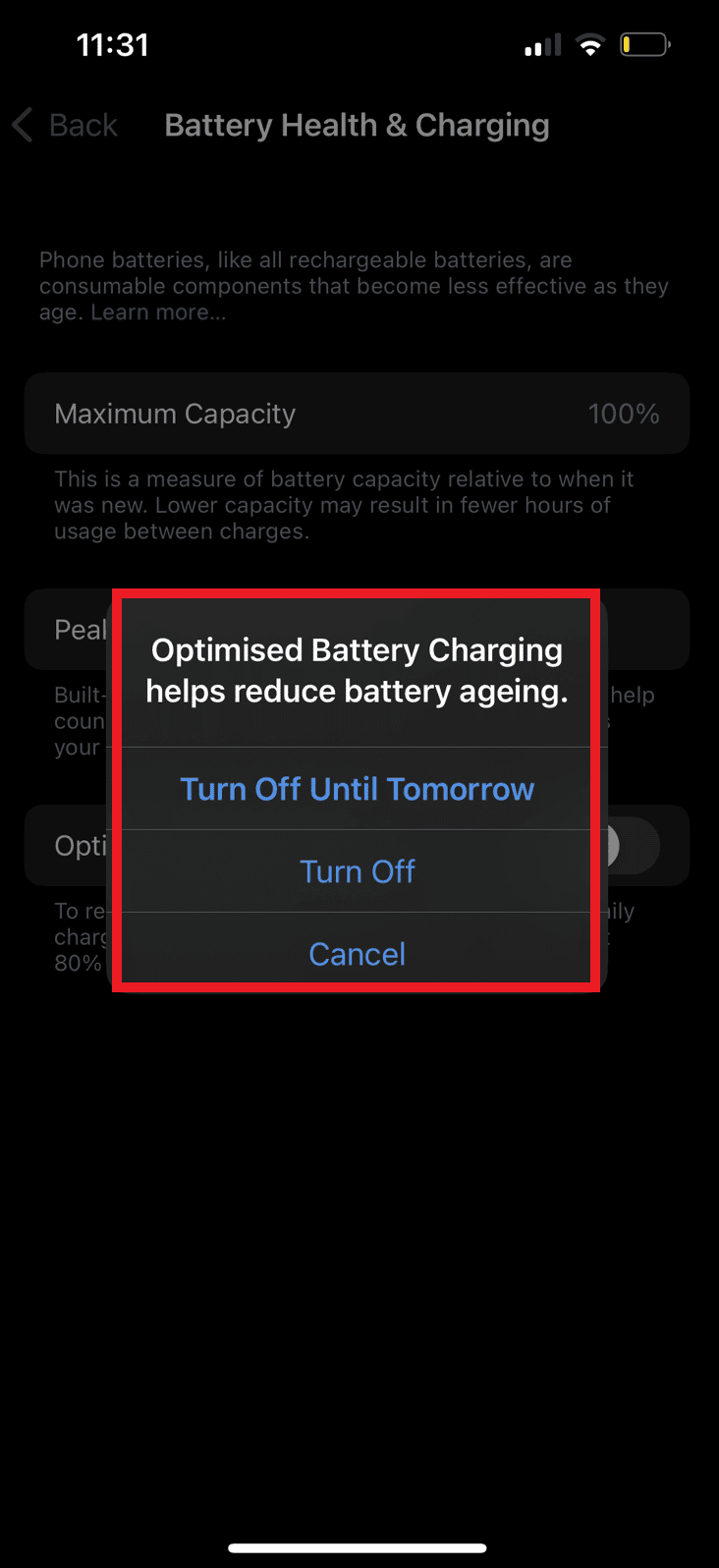 Select Turn Off Until Tomorrow or Turn Off depending on your preference.