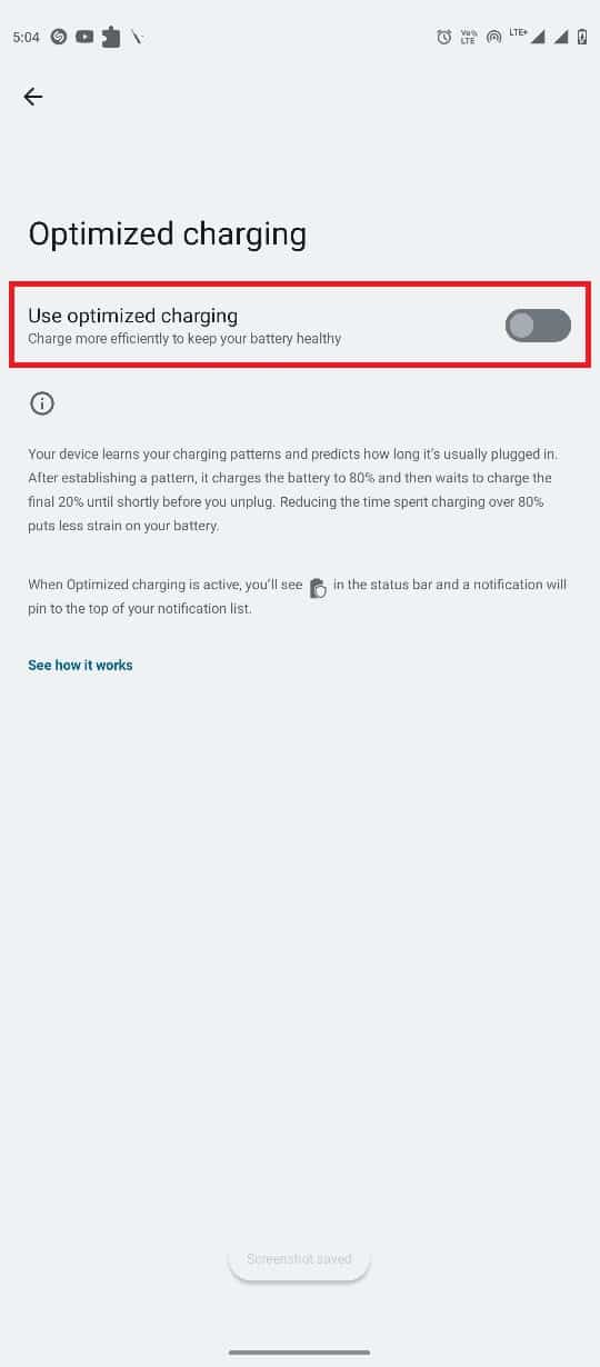 Turn off the Use optimized charging toggle. Fix Bumble keeps crashing on Android