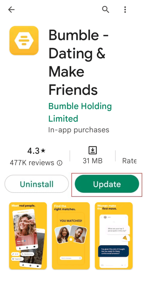 update bumble app. Fix Bumble keeps crashing on Android