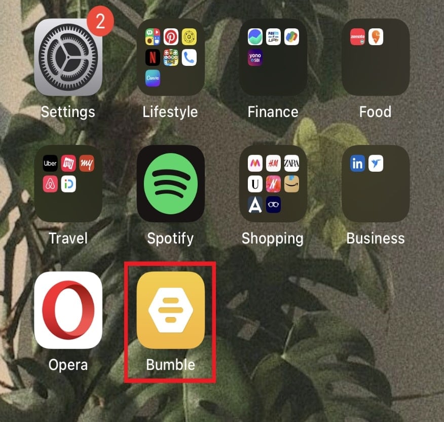 Open the Bumble app on your phone.