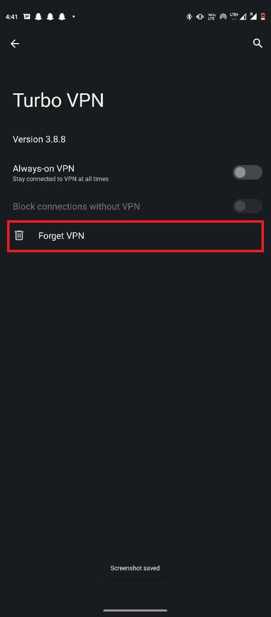 tap Forget VPN