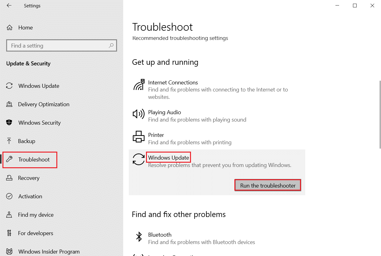 select Windows update