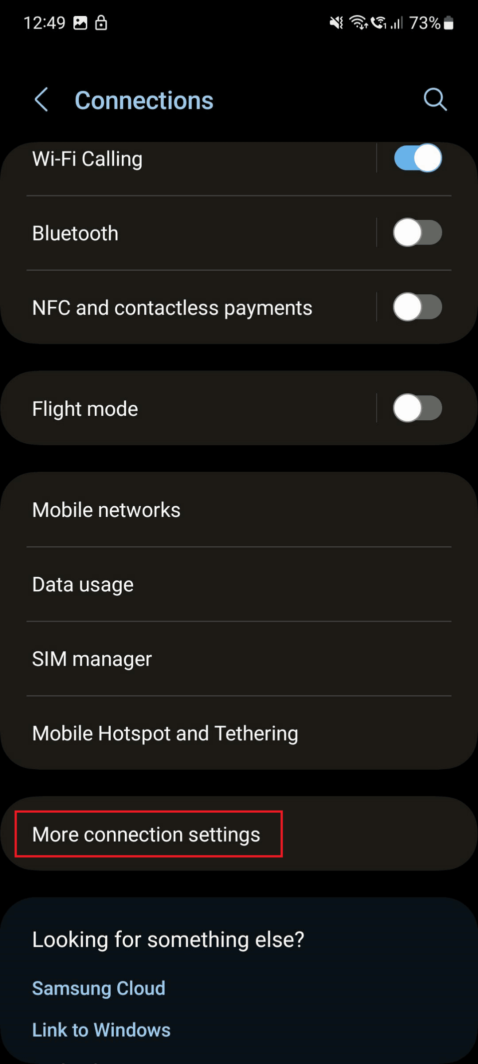 more connection settings s21