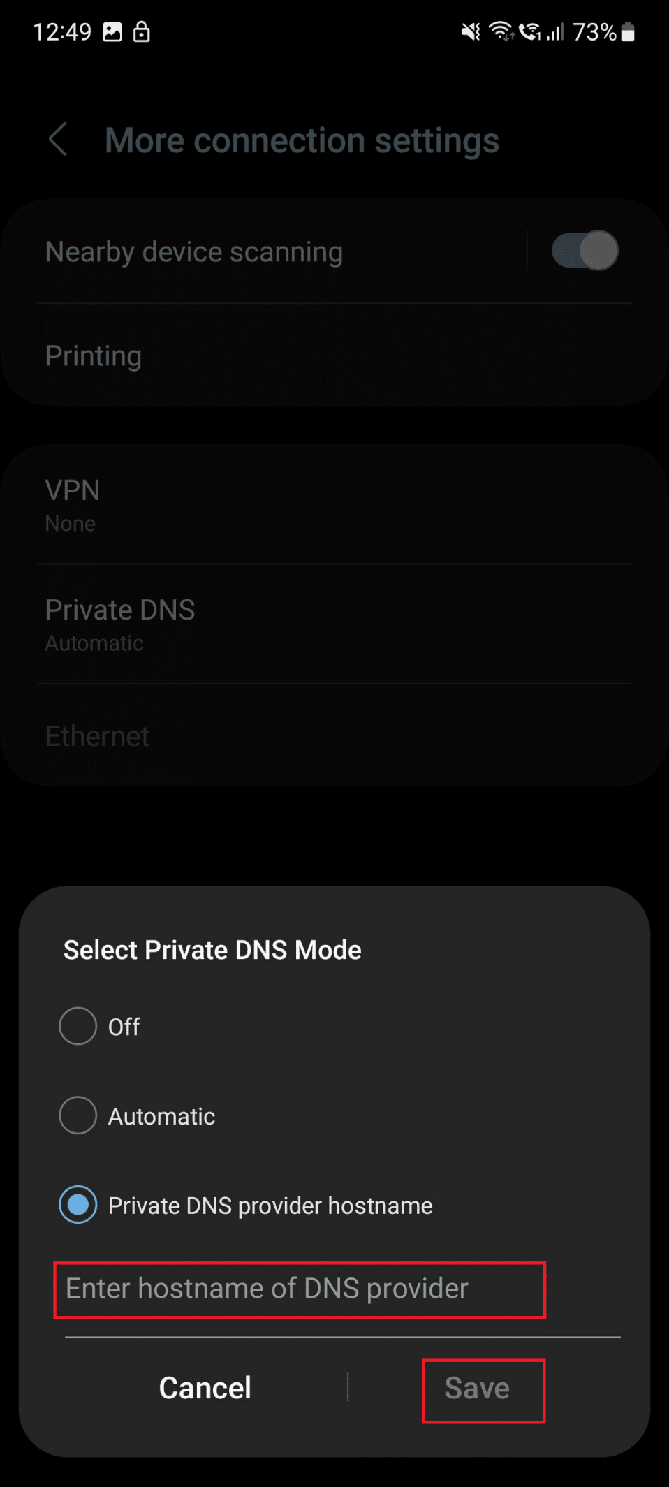 enter host name and save on s21 | How to Make Android Phone and Tablet Completely Ad Free