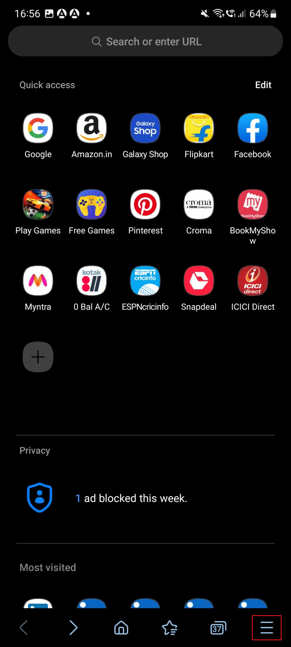 three lined icon on internet s21